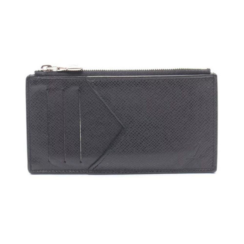 Louis Vuitton coin card case wallet leather Taiga black